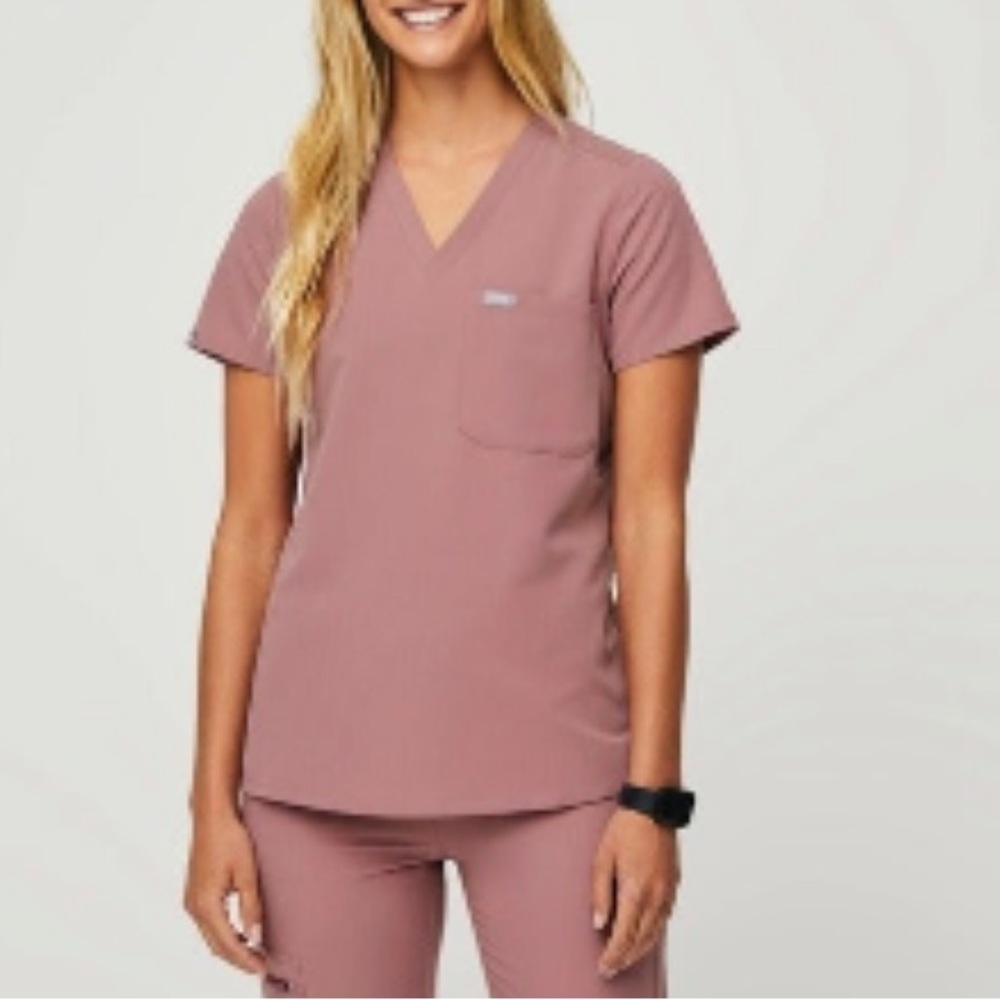 Catarina One-pocket Scrub Top and Yola Skinny Scrub Pants set MINERAL MAUVE